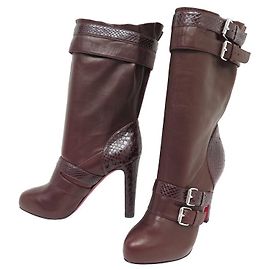 NEUN CHRISTIAN LOUBOUTIN LOUBI BIKE PYTHONLEDERSTIEFEL GRÖSSE 41 Braun