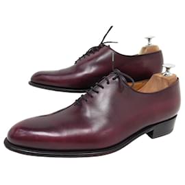 JM Weston-JM WESTON 402 CYCLIST FLORE 8.5E 42.5 LARGE RICHELIEU LEATHER SHOE-Dark red
