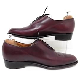 JM Weston-JM WESTON 402 CYCLIST FLORE 8.5E 42.5 LARGE RICHELIEU LEATHER SHOE-Dark red