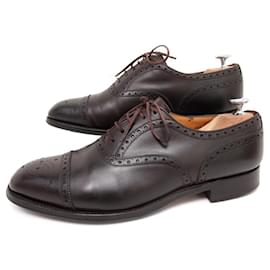 JM Weston-JM WESTON RICHELIEU 310 FLOWERED TOE 8E 42 WIDE BROWN LEATHER SHOE-Brown