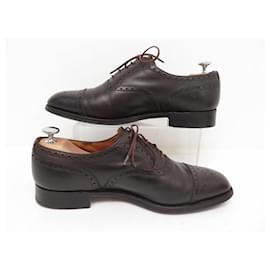 JM Weston-JM WESTON RICHELIEU 310 FLOWERED TOE 8E 42 WIDE BROWN LEATHER SHOE-Brown
