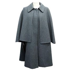 Hermès NUEVO ABRIGO DE CACHEMIRA GRIS HERMES CAPE T36 S Gris