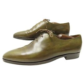 BERLUTI OLGA ONE CUT RICHELIEU 9 43 AUS KHAKI PATINIERTEM LEDER SCHUHE Khaki