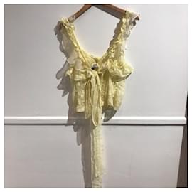 Dolce & Gabbana-DOLCE & GABBANA Tops T.IT 44 Lace-Yellow