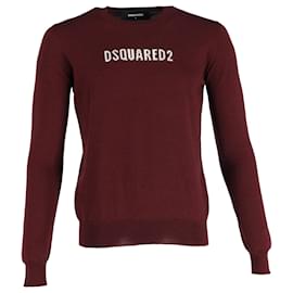 Dsquared2 Rundhals-Strickpullover aus roter Wolle Rot Bordeaux