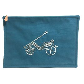 Hermès Hermes Bicycle Studs Velocipedi Flat Pouch Blue