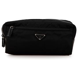 Prada schwarze Tessuto Doppelzip-Tasche Schwarz