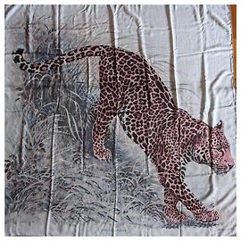 Hermès Sciarpa Quadrata Panthera Pardus Cashmere 140 Robert Dallet Multicolore