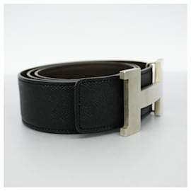 Hermès-Hermes Constance X Stamped Epsom Leather Belt-Black