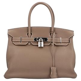 Hermès-Hermes Birkin 30 Handbag in Togo Leather-Beige,Taupe