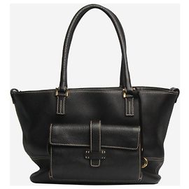 Loro Piana Borsa a mano in pelle marrone con texture a ciottolo Marrone