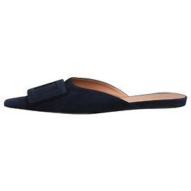 Marni Blue suede square-toe flats - size EU 39.5 Blue
