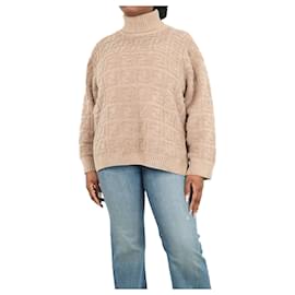 Fendi-Brown roll-neck textured mohair jumper - size UK 16-Brown