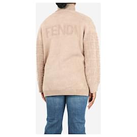 Fendi-Brown roll-neck textured mohair jumper - size UK 16-Brown