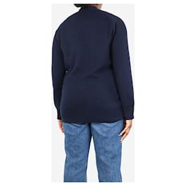 Hermès-Navy blue cashmere pocket cardigan - size UK 12-Blue