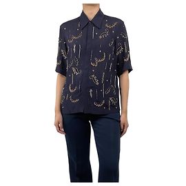 Dries Van Noten Blaue bestickte Bluse - Größe UK 10 Blau