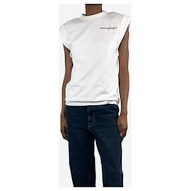 Alexander Mcqueen-White sleeveless padded-shoulder top - size UK 4-White