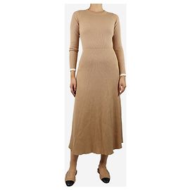 Claudie Pierlot Neutrales geripptes Strick-Midi-Kleid - Größe UK 8 Andere