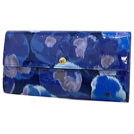 Louis Vuitton-Louis Vuitton Long Wallet Vernis Ikat Flower Portefeuille Sarah M90021-Blue