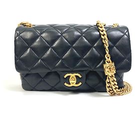 Chanel AS3393 CC Coco Mark Matelasse Chain Bag Black