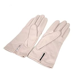 Christian Dior-Christian Dior Pink Leather Studded Cannage Gloves-Pink