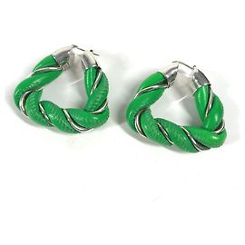 Brincos Triângulo Paraquito da Bottega Veneta Prata Verde