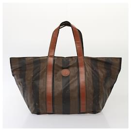 Fendi-Sac à main en toile Pecan FENDI 3 pièces Noir Marron Auth fm3719-Marron,Noir