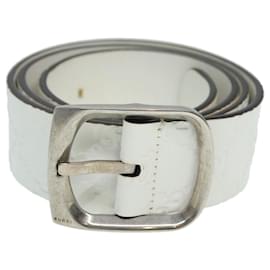 Gucci-GUCCI GG Canvas Guccissima Belt Leather 40.9"" White 211562 Auth hk1556-White