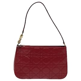Christian Dior-Christian Dior Canage Accessory Pouch Leather Red Gold Auth ep5334-Red,Golden