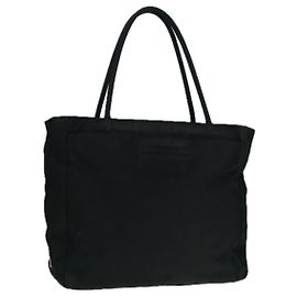 PRADA Hand Bag Nylon Black Silver Auth ep5402 Black Silvery