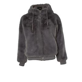 Maje, imitation fur bomber in grey Grey