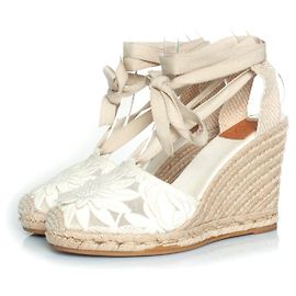 Tory Burch, espadrillas floreali in bianco Bianco