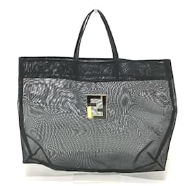 Fendi-Fendi FF Hardware Mesh Tote Bag-Black