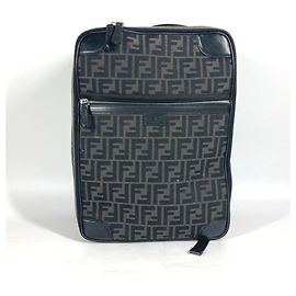 Fendi Zucca Backpack Black and Brown Leather and Cloth Brown Black