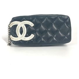 Chanel Cambon Line CC Coco Mark Pen Case Black White