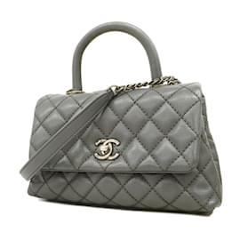 Chanel-Chanel Gray Caviar Leather Handbag-Brown