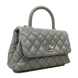 Chanel-Chanel Gray Caviar Leather Handbag-Brown
