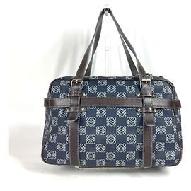Loewe Anagram Shoulder Bag Brown Navy blue