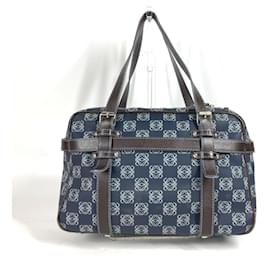 Loewe-Loewe Anagram Shoulder Bag-Brown,Navy blue