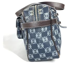 Loewe-Loewe Anagram Shoulder Bag-Brown,Navy blue