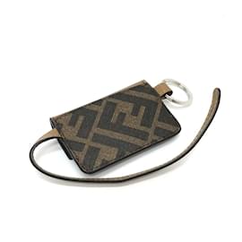 Fendi-Fendi Leather Keyring in Brown-Brown