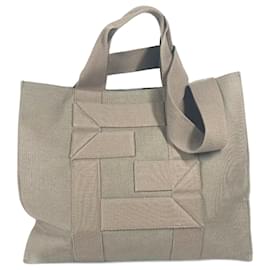 Fendi-Fendi Khaki Canvas Tote Bag-Khaki