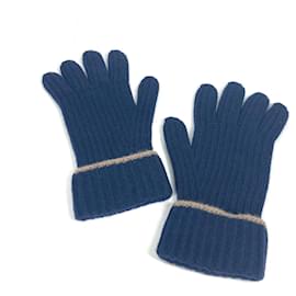 Louis Vuitton-Gants en cachemire Louis Vuitton avec patch-Bleu Marine