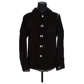 Acne-Manteau en cuir-Noir