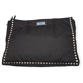 Bolsa tote Prada Re-Nylon preta e azul com rebites Preto