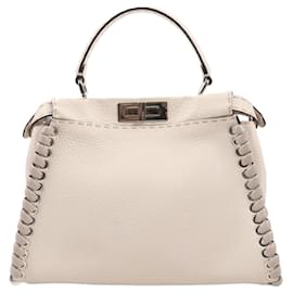 Fendi-Fendi Selleria Peek-a-boo ICU Medium Leather Handbag in Beige-Beige