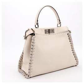 Fendi-Sac à main Fendi Selleria Peek-a-boo ICU en cuir moyen beige-Beige
