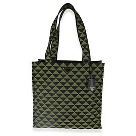 Prada schwarze grüne Jacquard Triangolo-Symbol Einkaufstasche Schwarz Grün