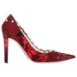 Pumps decorate con perle Aquazzura in cotone rosso Rosso Bordò