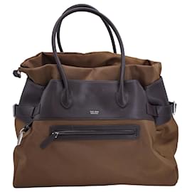 The row-The Row Margaux 17 Inside-out Tote Bag In Brown Canvas-Brown,Red